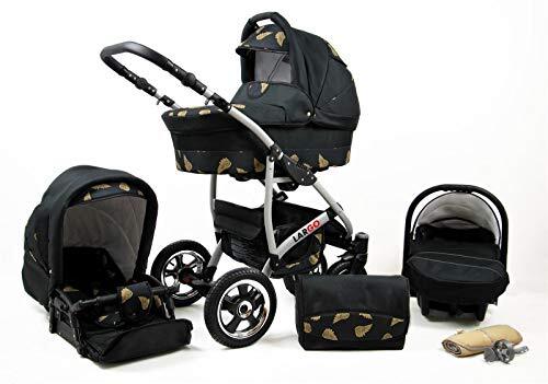 SaintBaby Kinderwagen 3in1 Isofix 2in1 DIN EN 1888 Zwenkte pneumatische banden New L-GO by Golden Wings 3in1 met autostoeltje