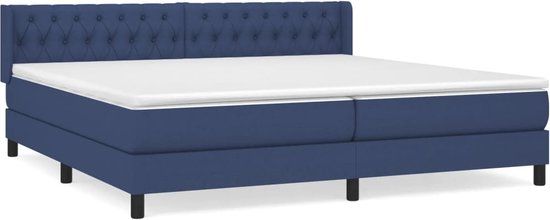 vidaXL Boxspring met matras stof blauw 200x200 cm