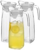 Alessandro Waterkan met deksel - 3x - 1.35 Liter - glas - schenkkan - waterkaraf - Limonadekan