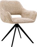 Kick Collection KICK® NORI Draaibare Eetkamerstoel – 360° Auto-Return – Chenille – Champagne