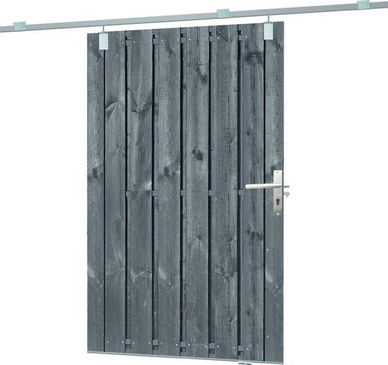 Tuindeco Eindplank + inbouwslot | Eindplank h.hout 180cm + luxe inbouwslotset rvs