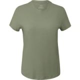 s.Oliver T-shirt en mélange de lin à manches courtes et col rond pour femmes vert olive