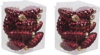 Merkloos / Sans marque Othmar Decorations 24x Dennenappel kersthangers/kerstballen donkerrood van glas - 6 cm - mat/glans - Kerstboomversiering