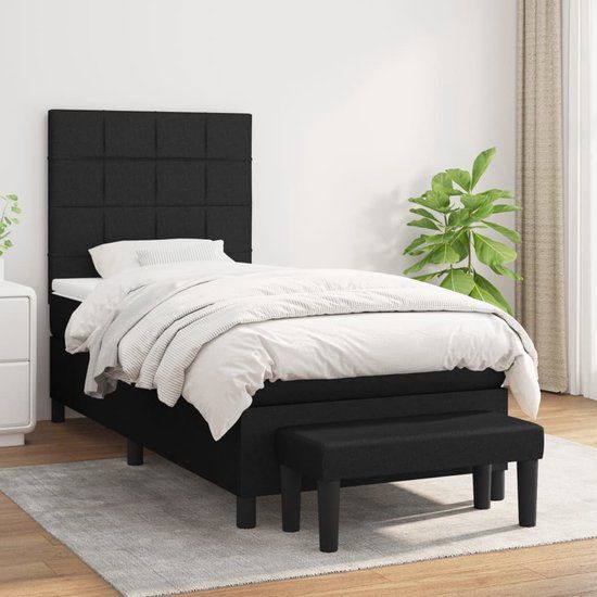 vidaXL Boxspring met matras stof zwart 90x190 cm