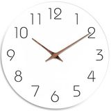Mosewa Wandklok, 35,5 cm, stille niet-tikkende wandklokken, werkt op batterijen - eenvoudige minimalistische houten klok decoratief voor keuken, thuis, slaapkamer, woonkamer, kantoor (35,5 cm wit)