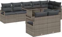 vidaXL Tuinbank Set 9-delig Grijs Polyrattan