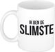 Bellatio Decorations Mok - Zwart - De Slimste - 300 ml - Keramiek
