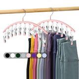 Volnamal Legging Organizer voor kast, metalen yoga broek hangers 2 Pack w/10 clips houdt 20 leggings, hangers ruimtebesparende opknoping kast organizer w/rubber gecoate kast organisatoren en opslag,