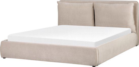 Beliani BAJONNA - Bed met opbergruimte - Beige - 180 x 200 cm - Fluweel
