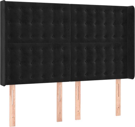 VidaXL Hoofdbord met Randen Zwart 147x16x118/128 cm