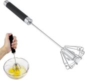 Ibenzoa® Mousseur à lait rotatif manuel avec agitateur, 24 cm, agitateur en acier inoxydable, prise en main confortable