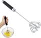 Ibenzoa® Mousseur à lait rotatif manuel avec agitateur, 24 cm, agitateur en acier inoxydable, prise en main confortable