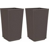 Maison Exclusive - Lot de 2 bacs à plantes marron 32,5 x 32,5 x 57 cm en polypropylène