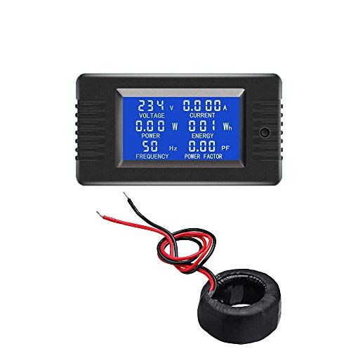 DollaTek Coil CT Gesloten transformator, 100 A AC, digitaal display, vermogensmeter, voltmeter, ampèremeter, frequentie, stroomspanningsfactor, meter