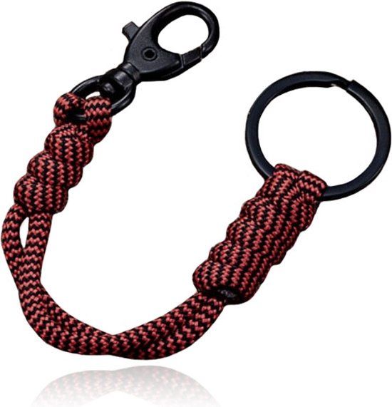 LGT JWLS Lookinggoodtoday Paracord Karabijnsluiting & Sleutelring - Red Black