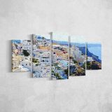 Homemania Afbeelding 5 steden en landschappen per woonkamer, meerkleurig, 100 x 3 x 60 cm, HM205PKNV-297, polyester, hout