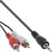InLine® Cinch / jack kabel, 2x Cinch male naar 3,5mm jack male, 1m