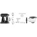 KitchenAid 5KSM125EBM MATTSCHWARZ, 300 W, 4,8 l Schüssel, Gratis Fleischwolf, Schüssel, Spritzgebäckvorsatz (Wert: ca.238,- UVP)