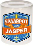 Bellatio Decorations Spaarpot met naam - Jasper - Keramiek - Wit