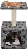 vidaXL Kattenkrabpaal - Grijs met pootafdrukken - 55 cm