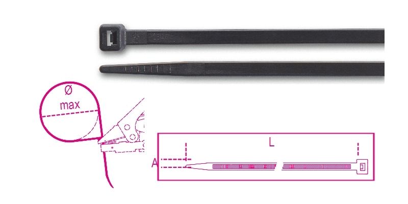 Beta Bmn1025-Nylon Bindstrips, Zwart Uv Best. - BMN1025