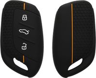 kwmobile autosleutel hoesje geschikt voor MG 3-knops ZS MG4 MG5 MG6 hoes - Siliconen autosleutel behuizing - Auto sleutel case met honingraat - Sleuteletui in zwart / oranje