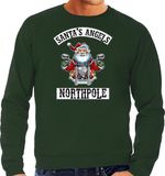 Bellatio Decorations Santas Angels Northpole Foute Kerst sweater / Kerst trui groen voor heren - L