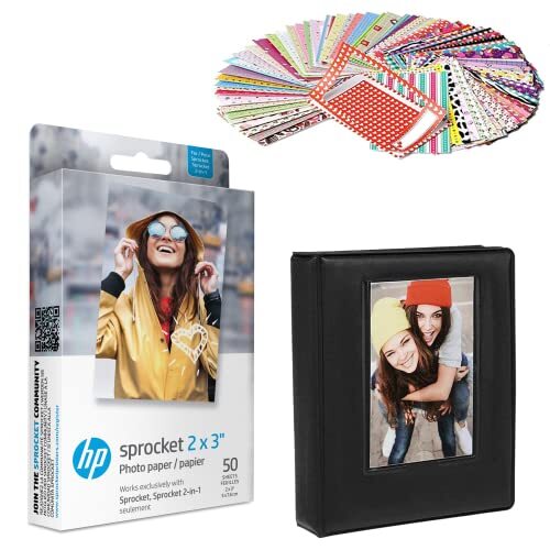 HP Tandwiel 2x3 inch Premium Zink Sticky Back Fotopapier (50 Vellen) Bundel: 50 Pack Zink Paper, Fotoalbum, stickers.
