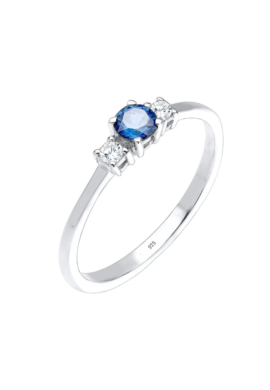 Elli Ring Dames Verloving Klassiek - Synthetische Saffier & Zirkonia Kristallen - 925 Sterling Zilver