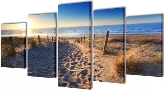 vidaXL Canvas Muurprint Set Zandstrand 200 x 100 cm