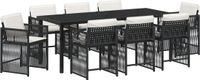 vidaXL Tuinset 9-delig Zwart Polyrattan Eettafel