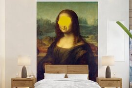 Nr1Wallpaper Behang - Fotobehang Mona Lisa - Leonardo da Vinci - Geel - Breedte 155 cm x hoogte 240 cm