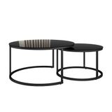 Vicco Montreal Salontafel set – 77 x 77 cm 2 delen Zwart hoogglans