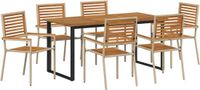 vidaXL Eettafel Set Beige Massief Acacia Hout