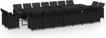 vidaXL 19-delige Tuinset met kussens poly rattan zwart