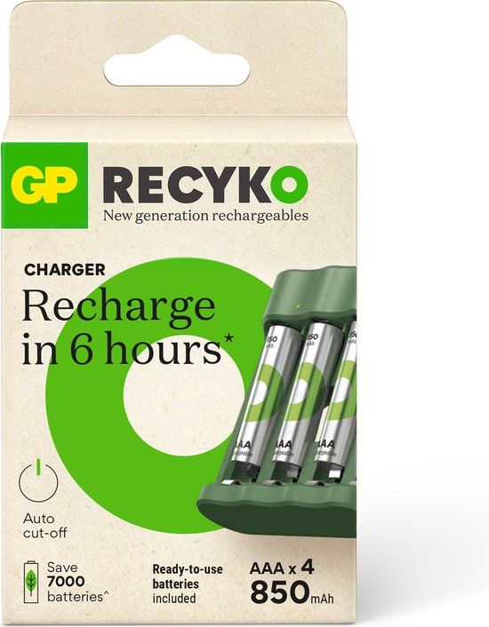 GP ReCyko Batterijlader - (USB) B421 incl. 4x AAA 850 mAh - Oplaadbare batterijen