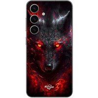 Maniacase Beschermhoes Samsung Galaxy S24 FE Loup noir feu rouge