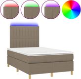 vidaXL Boxspringbed met matras en LED-verlichting, taupekleurig, 120x190 cm, gestoffeerd