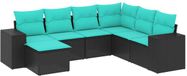 vidaXL set de jardin 7 pièces avec coussins en polyrotin noir