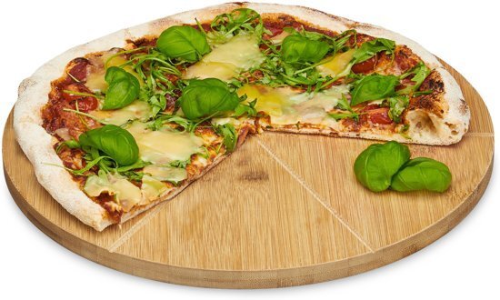 Relaxdays - pizzabord bamboe 33 cm - houten pizza bord - serveerbord - plateau