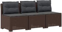 vidaXL 3-zits tuinbank met kussens, rattan look, bruin
