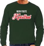 Bellatio Decorations Mijn foute Kersttrui in sierlijke letters - groen - heren - Kerst sweater / Kerst outfit M