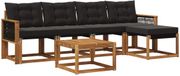 vidaXL Acacia Hout Loungeset Naturel et Noir 5 places