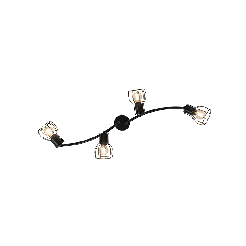 QAZQA botu - Plafondlamp - 4 lichts - L 86 cm - Zwart