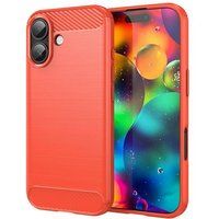 Apple iPhone 17 Coque en silicone gel carbone ROUGE + film écran