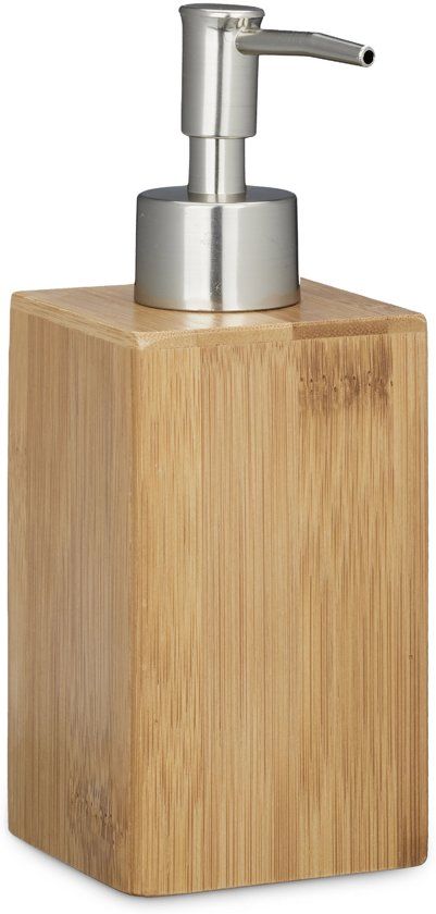 Relaxdays zeeppompje uit bamboe - 240 ml - lotiondispenser met doseerpomp