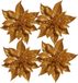 Bellatio Flowers & Plants Cosy & Trendy Kerstboomversiering bloem - 5x - clip - koper - kerstster - 18 cm
