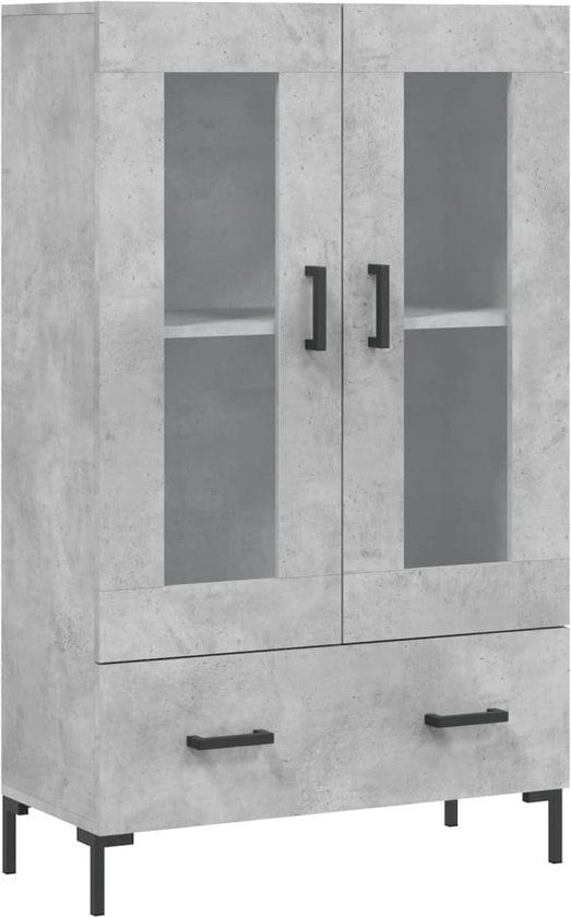 vidaXL Hoge kast bewerkt hout betongrijs 69,5x31x115 cm