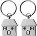 Merkloos / Sans marque Giving Europe B.V. Sleutelhanger met huisje - 2x - 7 cm - RVS - nieuwe woning cadeau - huissluitels