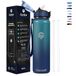 Grsta Drinkfles, 1 liter, thermosfles met rietje, BPA-vrij, staal, dubbelwandige vacuümfles, metaal voor warme, koude dranken, sport, yoga
